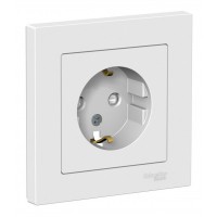 Розетка SYSTEME ELECTRIC ATLASDESIGN, скрытый монтаж, с заземлением, со шторками, лотос, ATN001344