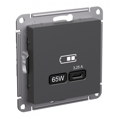 Розетка USB type C SYSTEME ELECTRIC ATLASDESIGN, скрытый монтаж, базальт, ATN001427