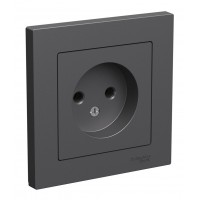 Розетка SYSTEME ELECTRIC ATLASDESIGN, скрытый монтаж, без заземления, базальт, ATN001440