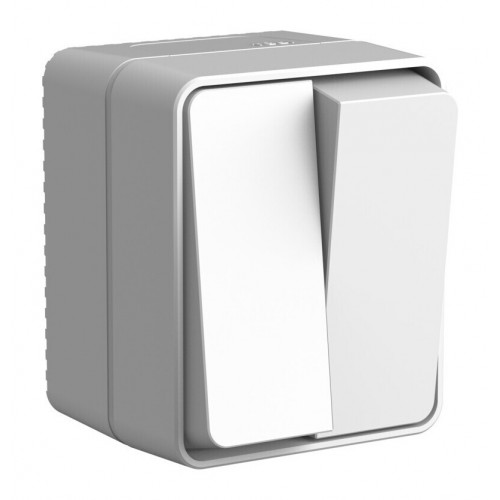 Выключатель 2-клавишный SYSTEME ELECTRIC ATLASDESIGN PROFI58, открытый монтаж, серый, ATN543051