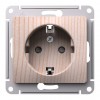 Розетка SYSTEME ELECTRIC GLOSSA, скрытый монтаж, с заземлением, со шторками, сосна, GSL001545
