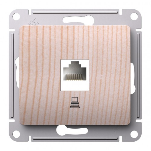 Розетка компьютерная RJ45 SYSTEME ELECTRIC GLOSSA, скрытый монтаж, сосна, GSL001581K