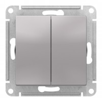 Переключатель 2-клавишный перекрестный SYSTEME ELECTRIC ATLASDESIGN, скрытый монтаж, алюминий, ATN000373