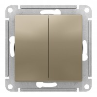 Переключатель 2-клавишный перекрестный SYSTEME ELECTRIC ATLASDESIGN, скрытый монтаж, шампань, ATN000573