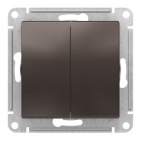 Переключатель 2-клавишный перекрестный SYSTEME ELECTRIC ATLASDESIGN, скрытый монтаж, мокко, ATN000673