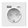Розетка с USB+USB type C SYSTEME ELECTRIC ARTGALLERY, скрытый монтаж, с заземлением, со шторками, белый, GAL000132