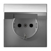 Розетка SYSTEME ELECTRIC ARTGALLERY, скрытый монтаж, с заземлением, с крышкой, со шторками, алюминий, GAL000346
