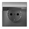Розетка SYSTEME ELECTRIC ARTGALLERY, скрытый монтаж, с заземлением, с крышкой, со шторками, сталь, GAL000946