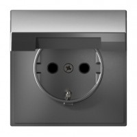 Розетка SYSTEME ELECTRIC ARTGALLERY, скрытый монтаж, с заземлением, с крышкой, со шторками, сталь, GAL000946