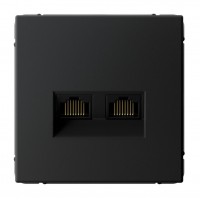 Розетка компьютерная 2xRJ45 SYSTEME ELECTRIC ARTGALLERY, скрытый монтаж, карбон, GAL001088