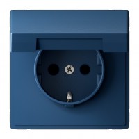 Розетка SYSTEME ELECTRIC ARTGALLERY, скрытый монтаж, с заземлением, с крышкой, со шторками, аквамарин, GAL001146