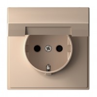 Розетка SYSTEME ELECTRIC ARTGALLERY, скрытый монтаж, с заземлением, с крышкой, со шторками, песочный, GAL001246