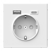 Розетка с USB+USB type C SYSTEME ELECTRIC ARTGALLERY, скрытый монтаж, с заземлением, со шторками, лотос, GAL001332