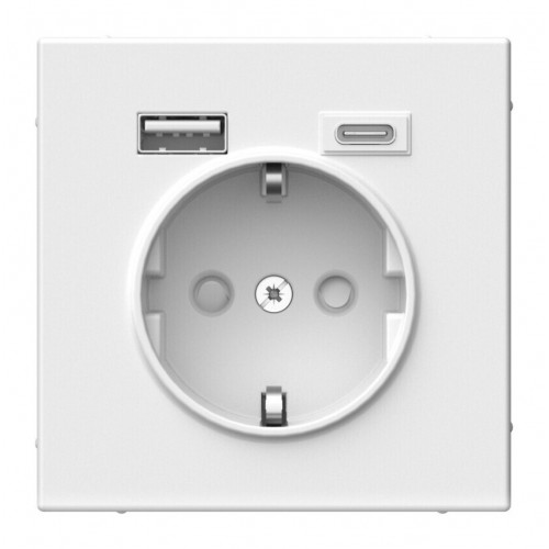 Розетка с USB+USB type C SYSTEME ELECTRIC ARTGALLERY, скрытый монтаж, с заземлением, со шторками, лотос, GAL001332