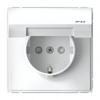 Розетка SYSTEME ELECTRIC ARTGALLERY AQUA, скрытый монтаж, с заземлением, с крышкой, со шторками, белый, GAL440146