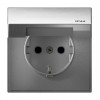 Розетка SYSTEME ELECTRIC ARTGALLERY AQUA, скрытый монтаж, с заземлением, с крышкой, со шторками, алюминий, GAL440346