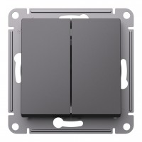Переключатель 2-клавишный перекрестный SYSTEME ELECTRIC ATLASDESIGN, скрытый монтаж, базальт, ATN001473