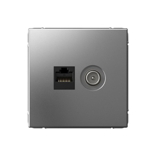 Розетка компьютерная 2xRJ45 SYSTEME ELECTRIC ARTGALLERY, скрытый монтаж, сталь, GAL000988