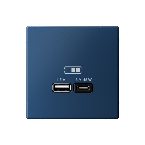 Розетка USB+USB type C SYSTEME ELECTRIC ARTGALLERY, скрытый монтаж, аквамарин, GAL001129