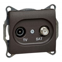 Розетка TV-SAT SYSTEME ELECTRIC GLOSSA, проходная, шоколад