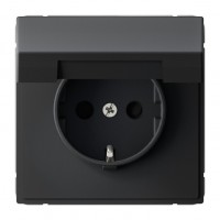 SYSTEME ELECTRIC ArtGallery Карбон Розетка с заземл. со шторк. с крышк., 16А, IP20,  механизм, быстрозажим. клем.