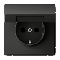 SYSTEME ELECTRIC ArtGallery Базальт Розетка с заземл. со шторк. с крышк., 16А, IP20,  механизм, быстрозажим. клем.