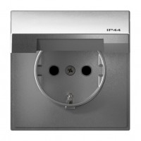 SYSTEME ELECTRIC ArtGallery Алюминий Розетка с заз.со шт.с крышк, 16А, IP44,  механизм, быстрозажим. клем.
