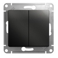 Переключатель 2-клавишный SYSTEME ELECTRIC GLOSSA, скрытый монтаж, антрацит