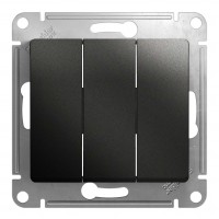 Выключатель 3-клавишный SYSTEME ELECTRIC GLOSSA, скрытый монтаж, антрацит