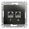 Розетка 2xRJ11+RJ45 Cat.5 SYSTEME ELECTRIC GLOSSA, антрацит